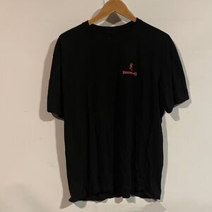 Browning Men's Black Tee with Red Logo and camo back graphic